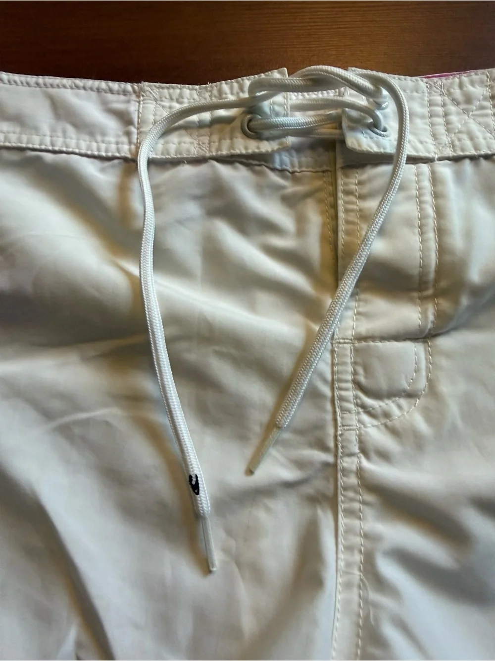 O'Neill White Women's Drawstring Board Swim Shorts With Pink Trim Y2K
